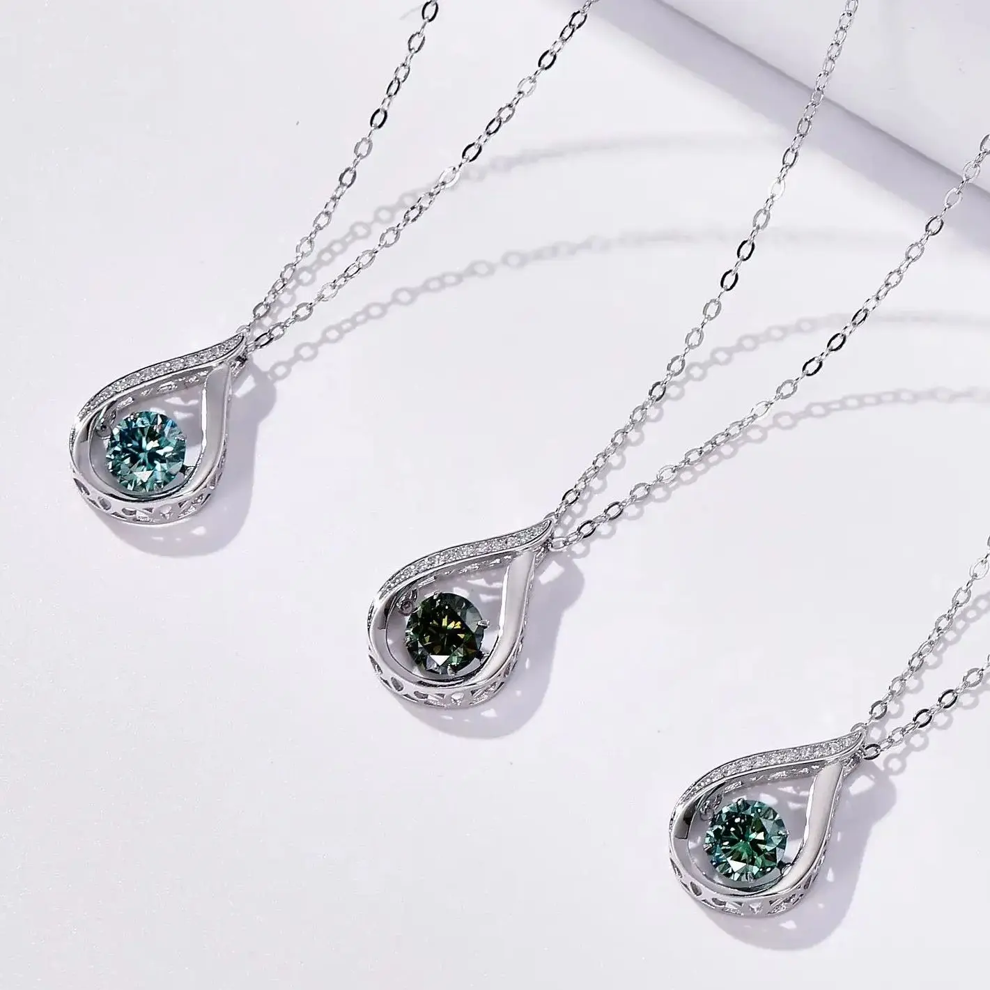 1CT Pass Tested GRA Certified Moissanite Pendant Necklace for Women Sterling 925 Silver Lab-created Diamond Pendant with O-chain