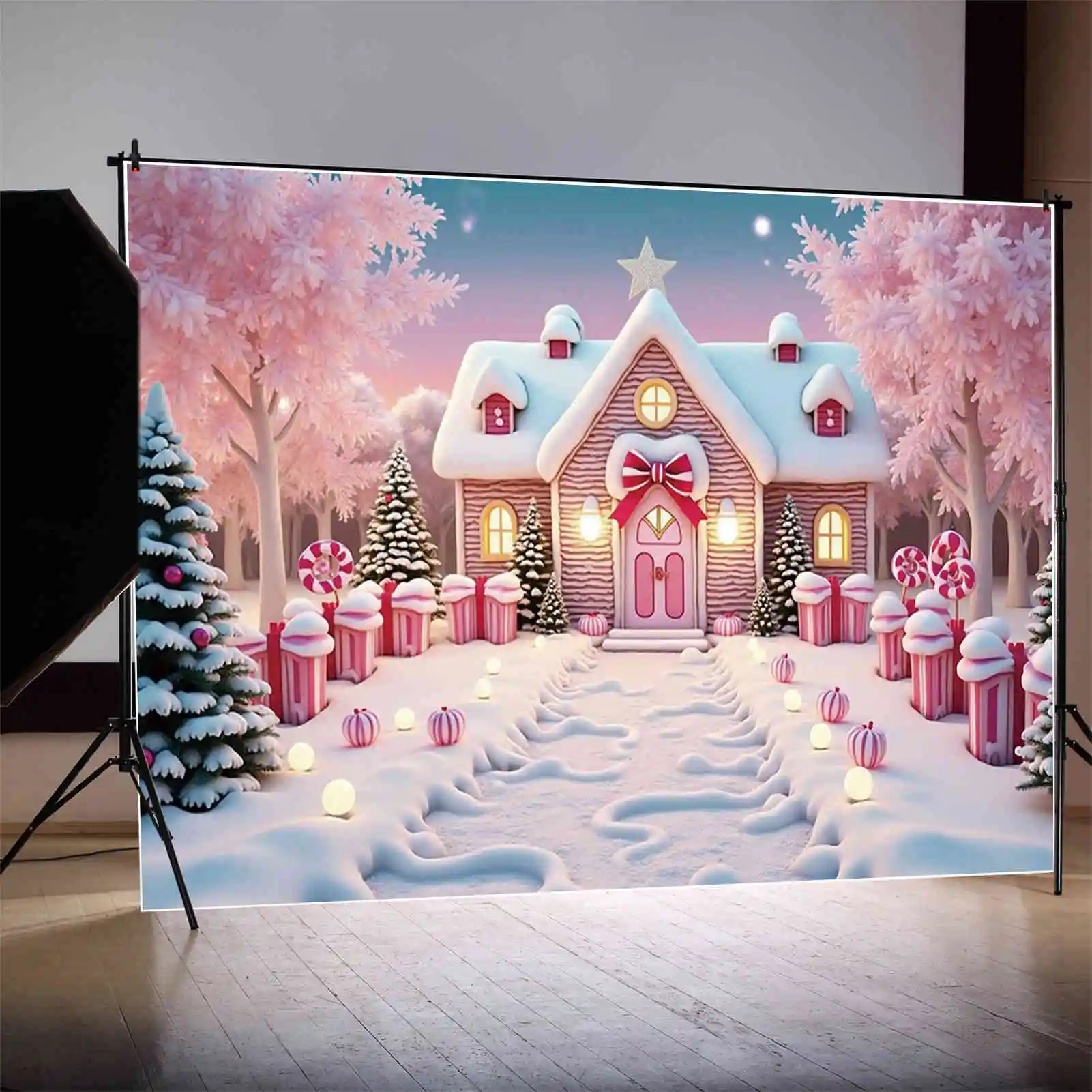 MOON.QG Christmas 2024 Backdrop Photography Window New Year Xmas Tree Photozone Background Children Studio Photocall Accessories