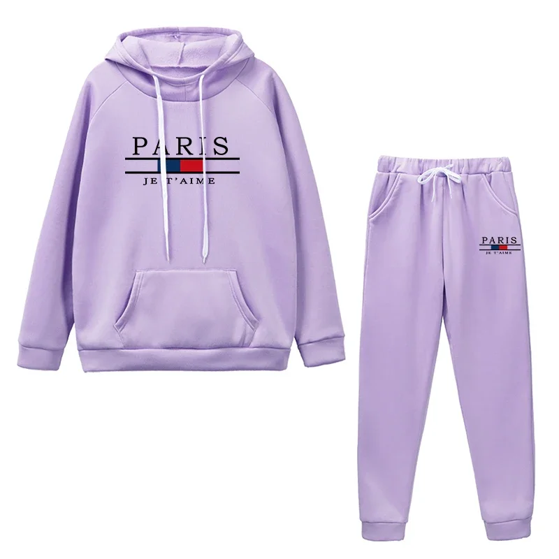 Qualidade diária conjunto de duas peças para mulheres cordão com capuz terno confortável casual pulôver moda feminina agasalho outono inverno