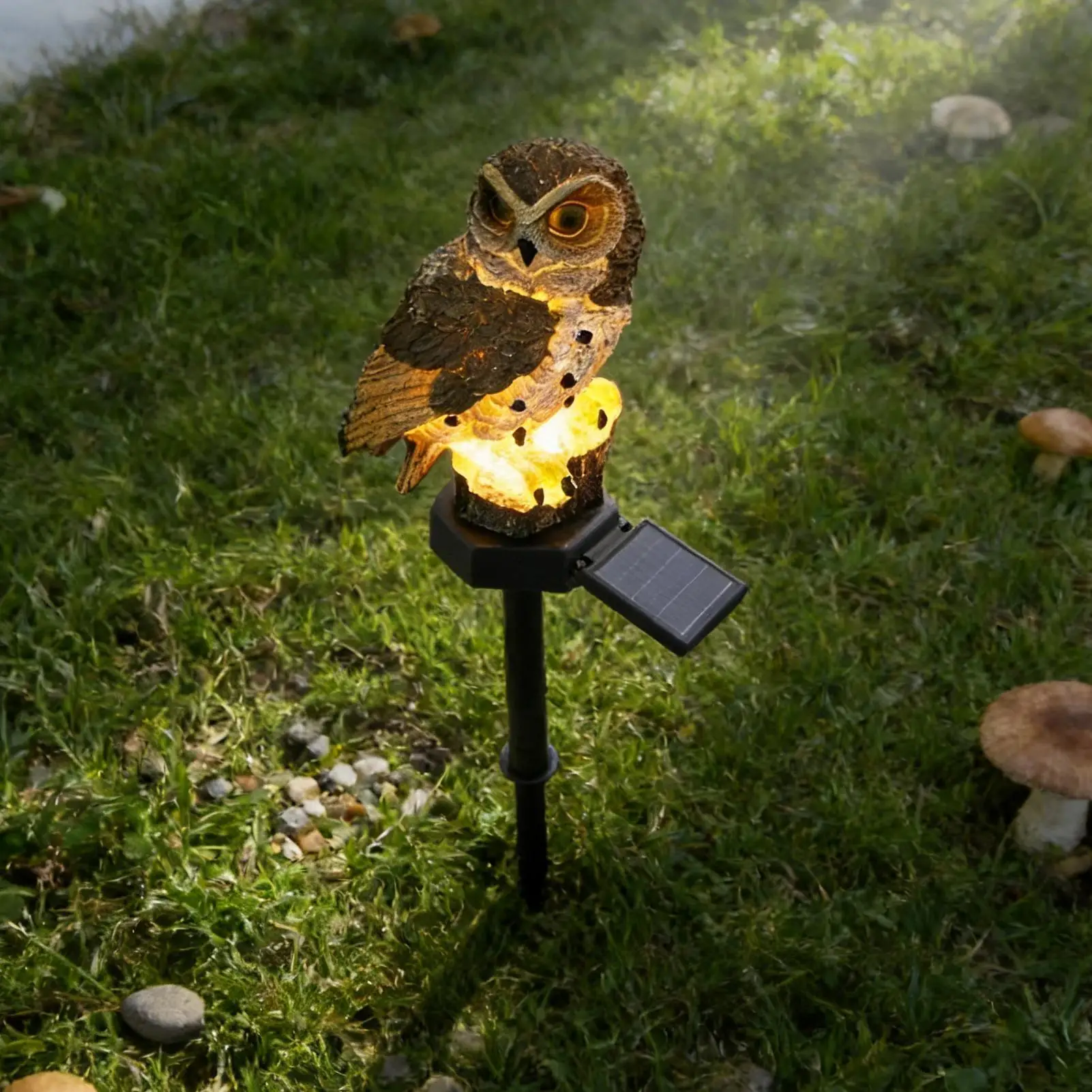 Solar-powered Owl Statue Decorative Light, Available In Brown/white, Suitable For Outdoor Gardens, Patios, And Lawn Decoration