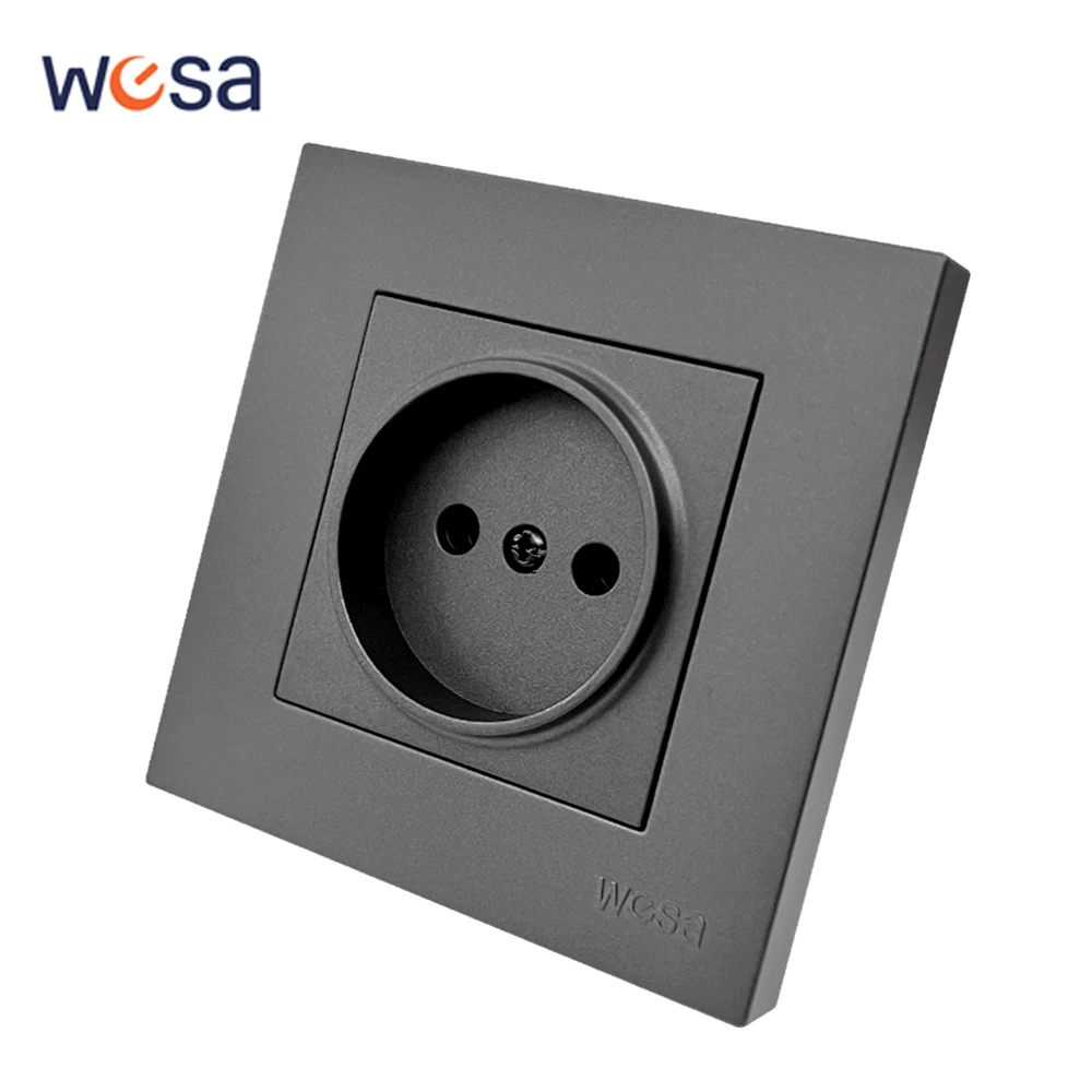 WESA Grey Wall Power Socket 16A EU Standard Electrical Outlett Not Ground Flame Retardant Spray Paint Plastic Panel Sockets News