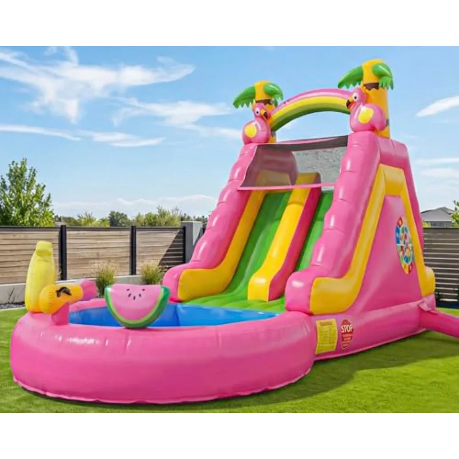 

23FT L Commercial Inflatable Water Slide for Adults Teens Giant Flamingo Blow Up Water Park with 15oz Heavy Duty PVC 600LB Ccit