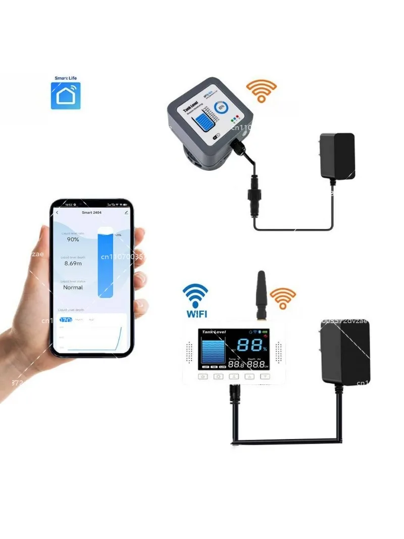 TLC2404LS-WL  Control WiFi Real-Time Temperature LED Display 8m 10m Water Level Sensor  Tank Level Monitoring System