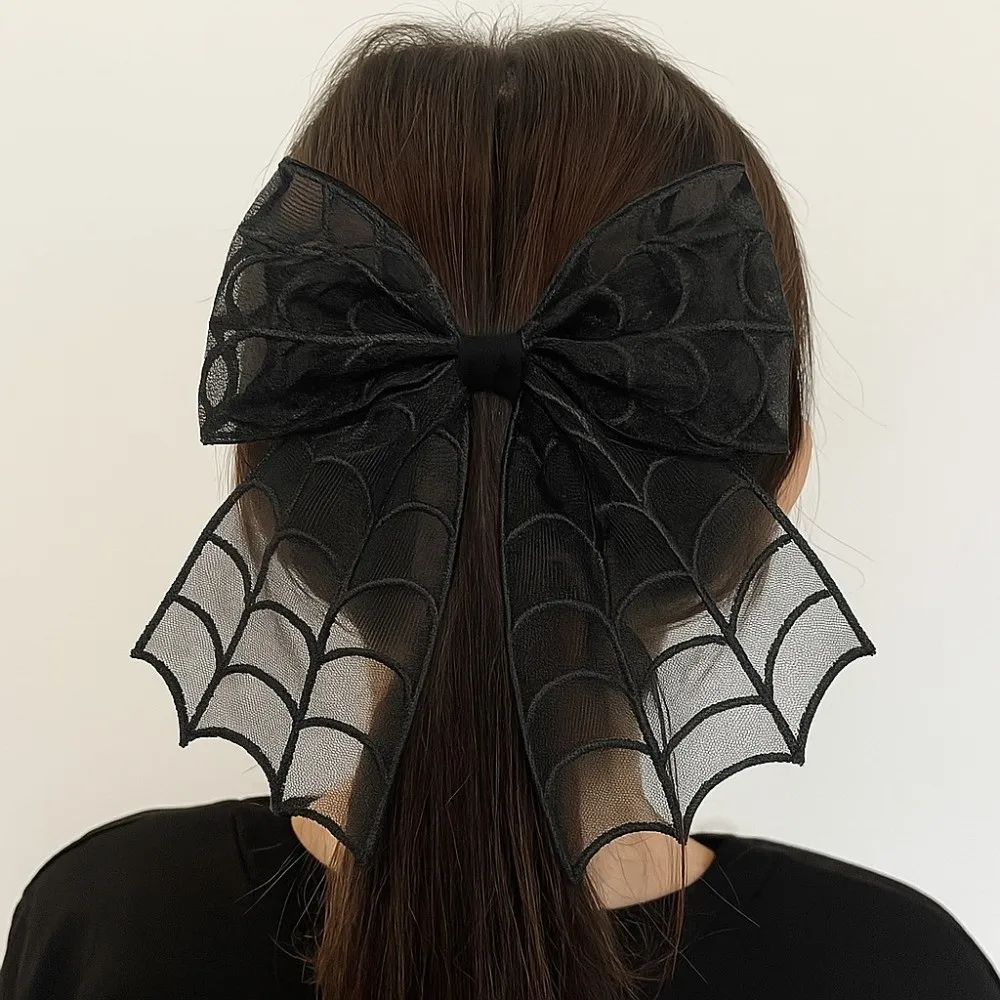 

Portable Star Spider Web Hair Clip Lace Gothic Bat Head Veil Black Spring Clip Halloween Hairpin Masquerades