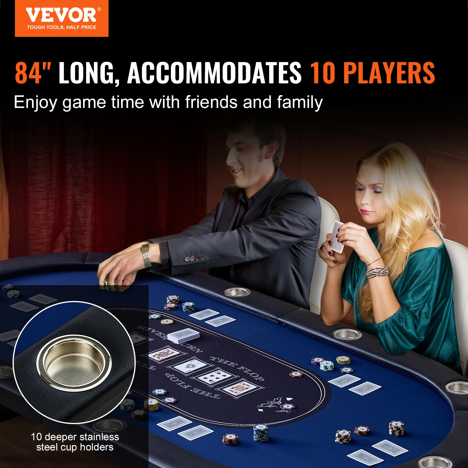 VEVOR 10 Player Poker Table 84