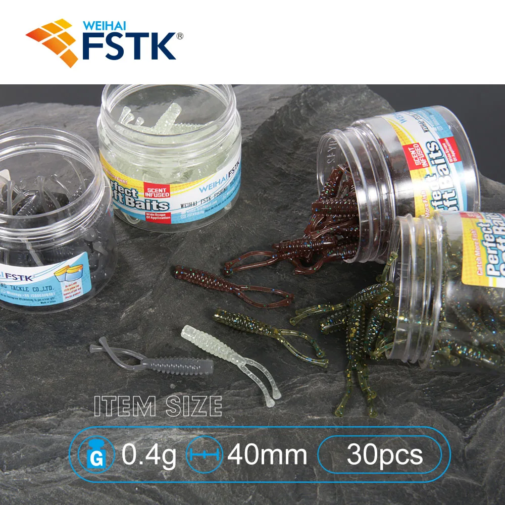FSTK Artificial Fishing Lures 0.4g 40mm 30pcs Wobbler Carp Fishing Soft Lures Silicone Swimbait Jigging Lure Plastic Baits Pesca