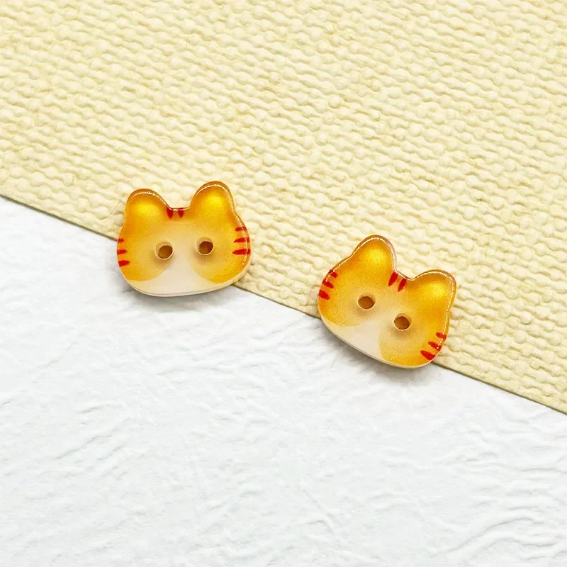 20 Stück niedliche Katzenknöpfe mit zwei Augen, 12 mm, bunte Cartoon-Katzen-Harzknöpfe, DIY-Knöpfe für Kinderkleidung, Hüte, Socken, für kreative Anwendungen – Detail 5