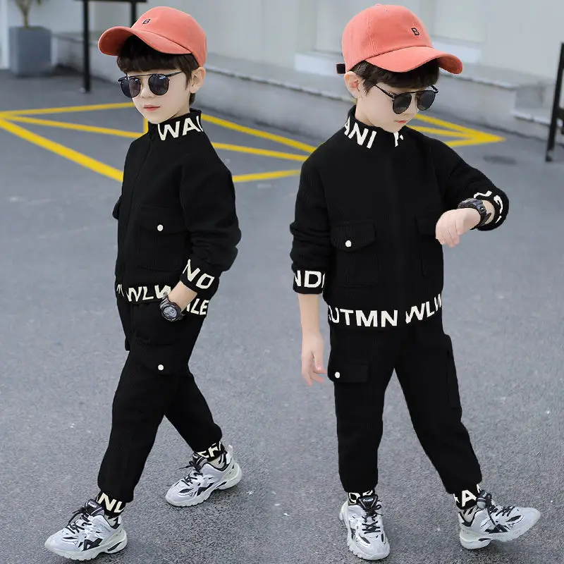 Boys\' Clothes Sets Coat+Pants 2PCS/Set Cotton 2023 Spring Autumn Sportswear Suit Tracksuit Teenagers Children Clothing