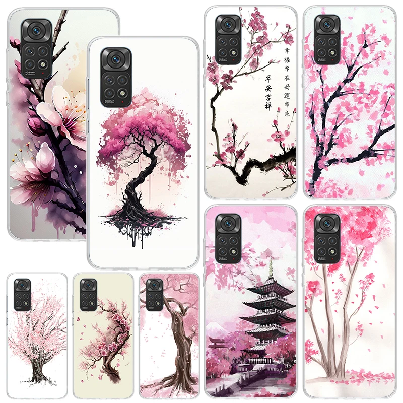 Cherry Blossom Tree Phone Case For Xiaomi Redmi Note 13 12S 11S 10S 12 11E 10 Pro Plus 11T 9S 9 8T 8 7 Art Fundas Back Cover