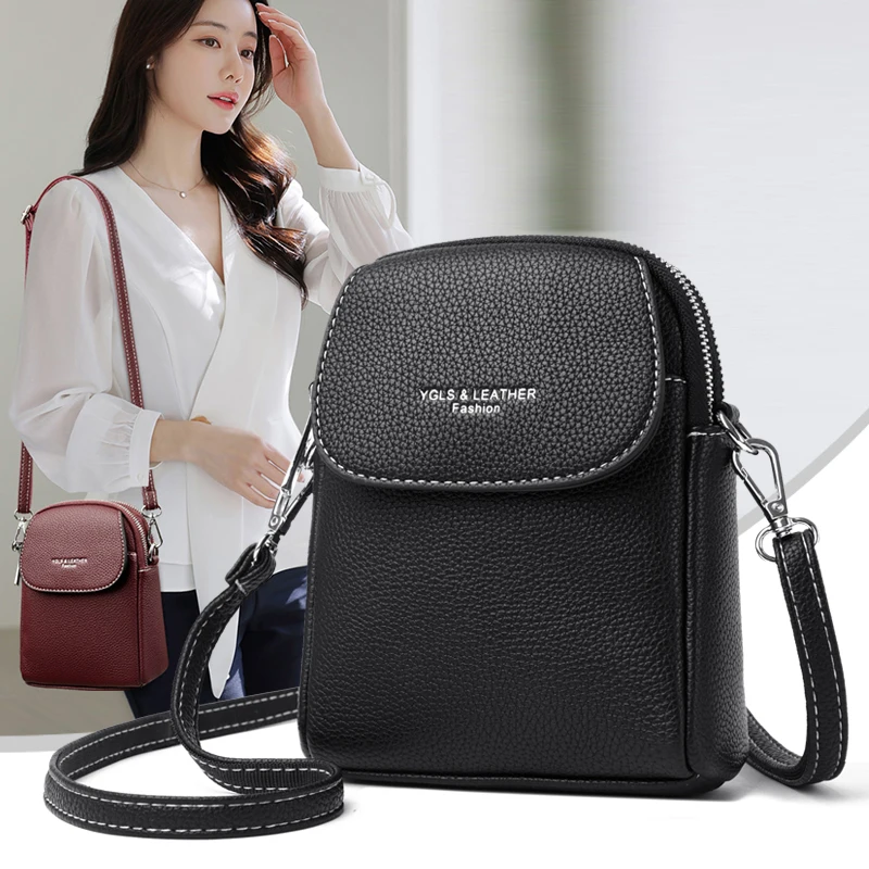 

Fashion PU Leather Wallet for Women, Small Crossbody Bag, Classic Shoulder Phone Bag for Daily Use, Ladies Casual Clutch Handbag
