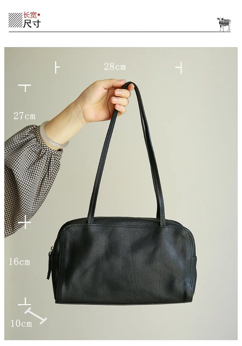 Lässige Designer-Handtasche aus weichem, echtem Leder, Damen-Umhängetasche, modisch, schlicht, luxuriös, aus echtem Rindsleder, Damen-Unterarmtasche – Detail 2
