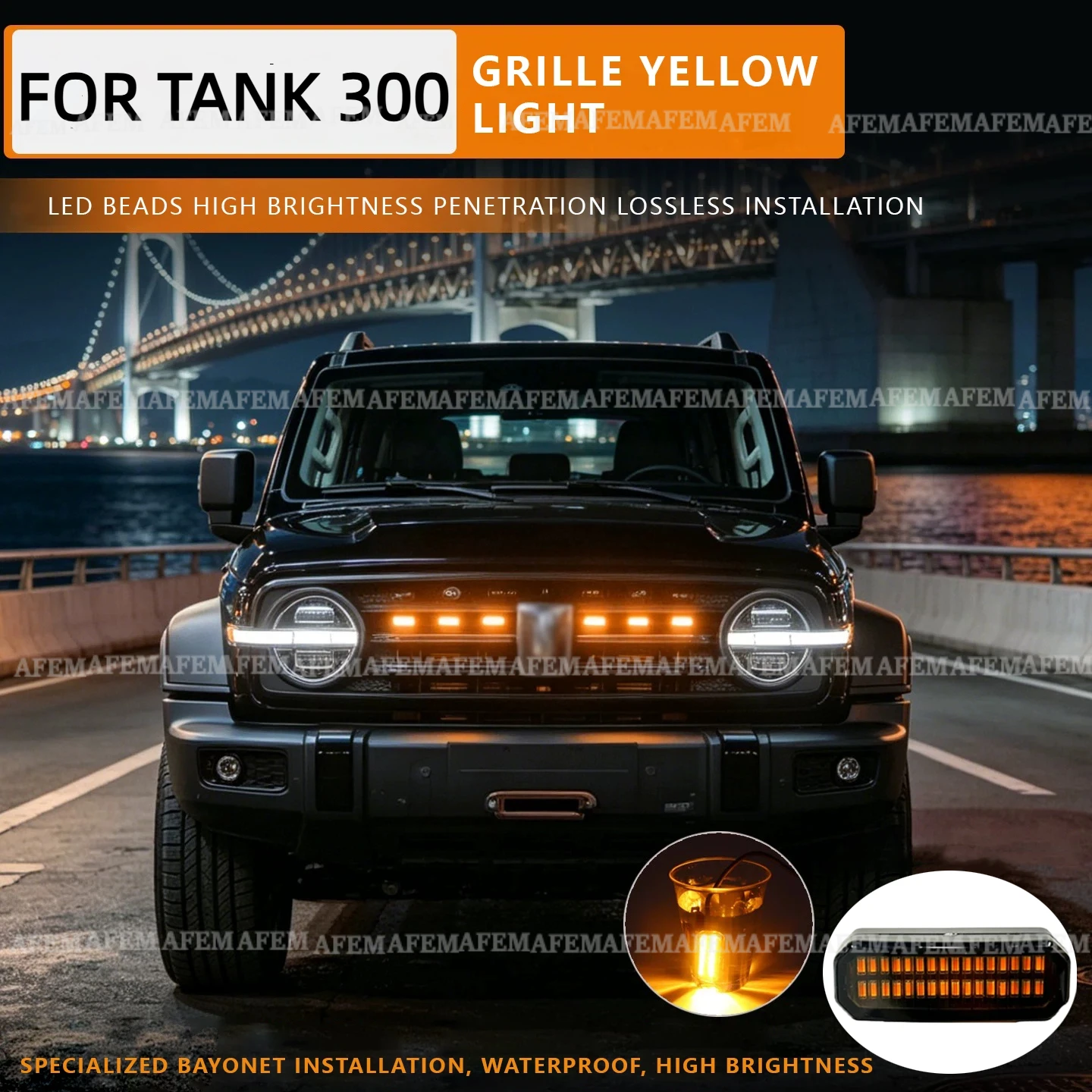 FOR TANK 300 LED Front Grille Lights White Amber Light External Grille Lamps Car Accessories Daytime Running Light