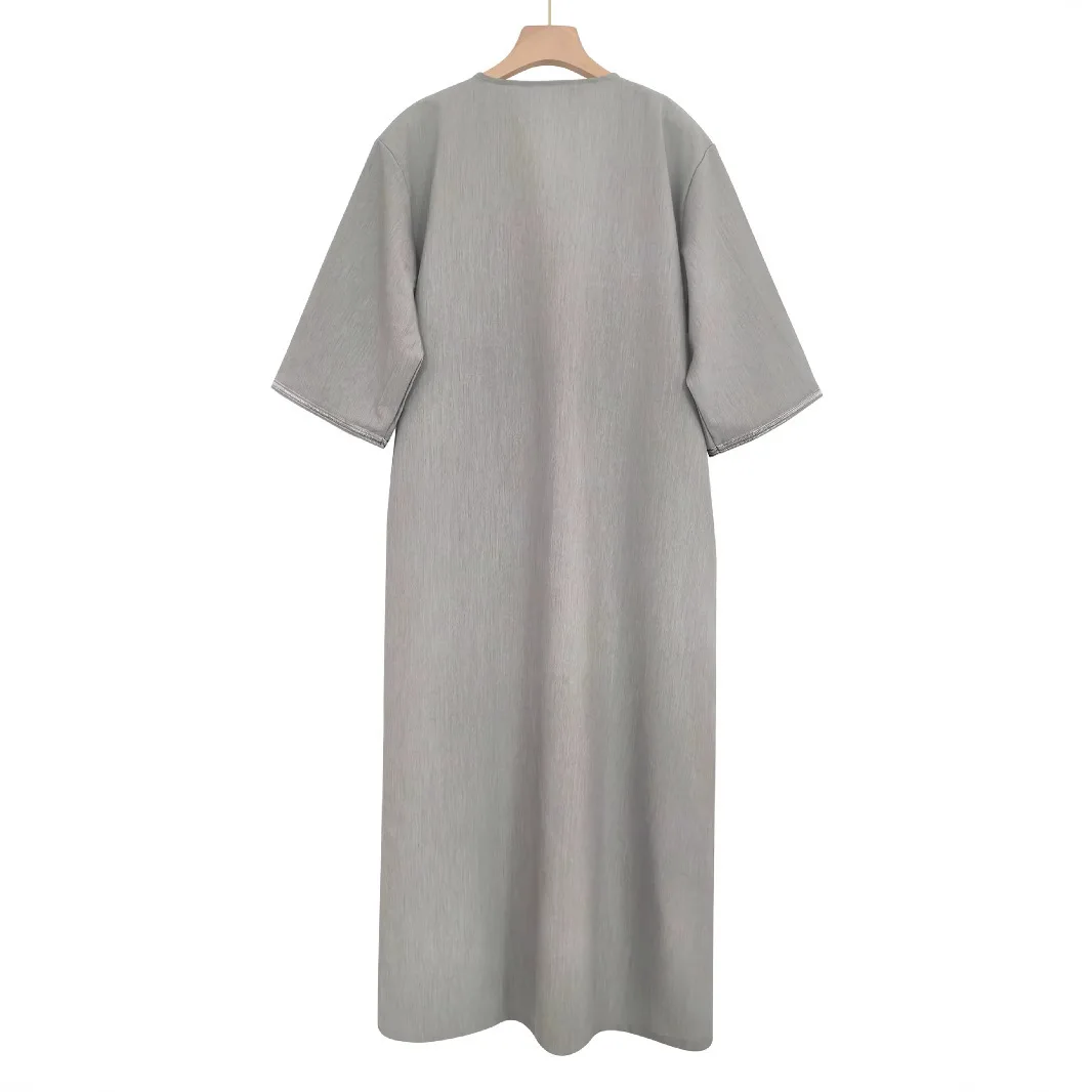 2025 New Men's Clothing Muslim Mid Sleeve Embroidered Robe Ethnic Style Moroccan Robe Abaya Ramadan Dubai Luxury Islam Elegant