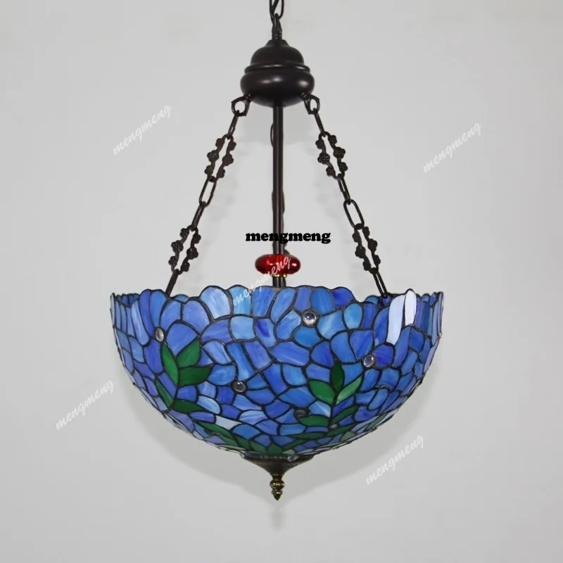 

European lighting violet retro creative stained glass anti-chandelier bar restaurant