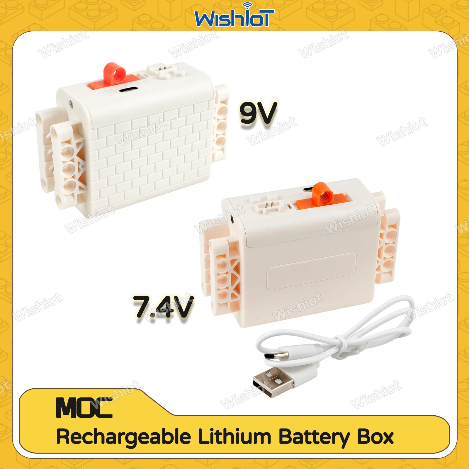 Baustein, wiederaufladbarer Lithium-Batteriekasten, 7,4 V/9 V, kompatibel mit Legoeds AA-Batteriekasten 8883, Netzteil für Leistungsmotor
