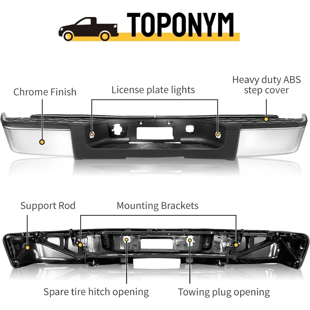 مجموعة المصد الخلفي من الكروم لشاحنات شيفروليه سيلفرادو 1500 وجي إم سي سييرا 1500 2007-2013