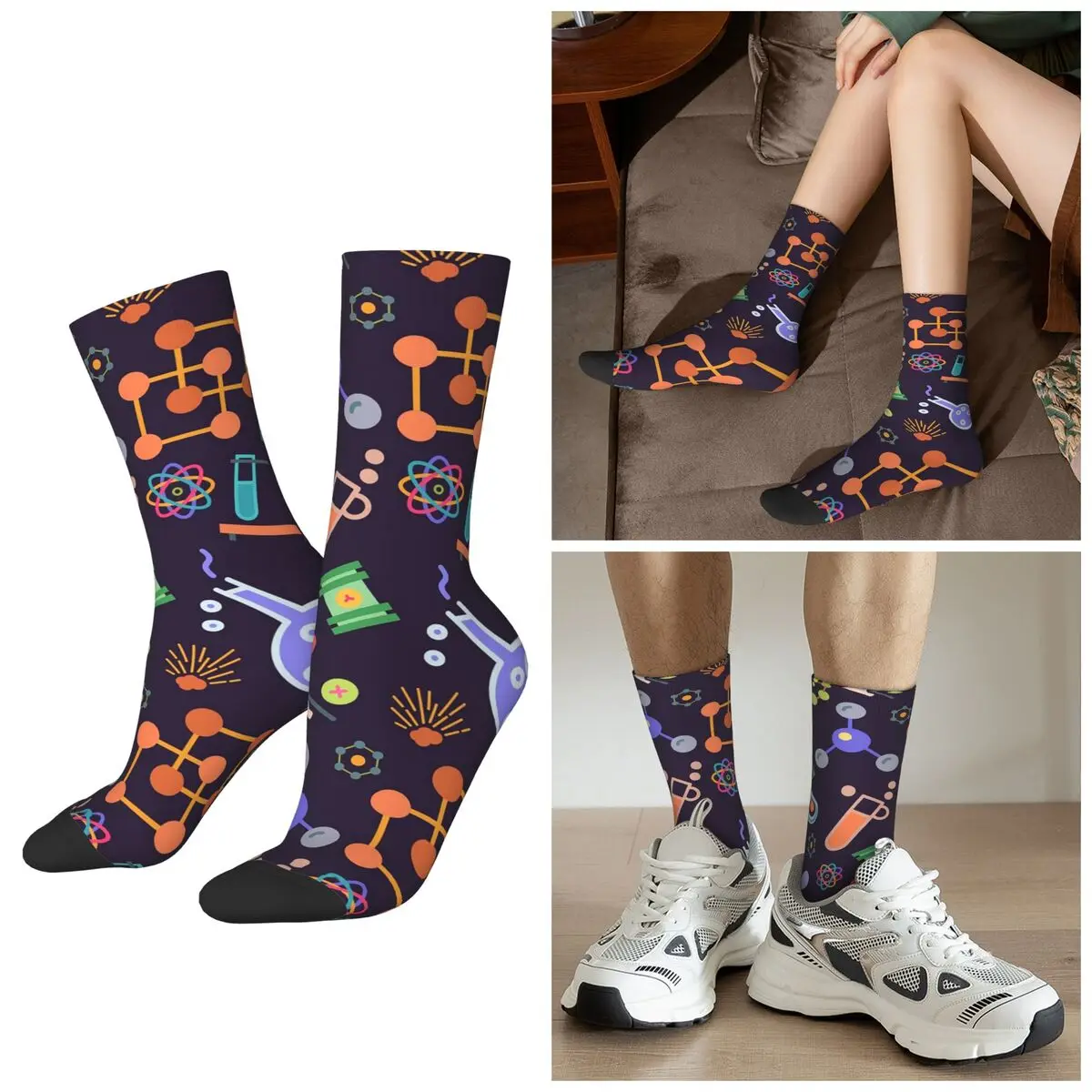 All Seasons Chemistry Science Socks Harajuku Sport Middle Tube Socks Fashion Stockings for Men Women Valentine's Day Gifts