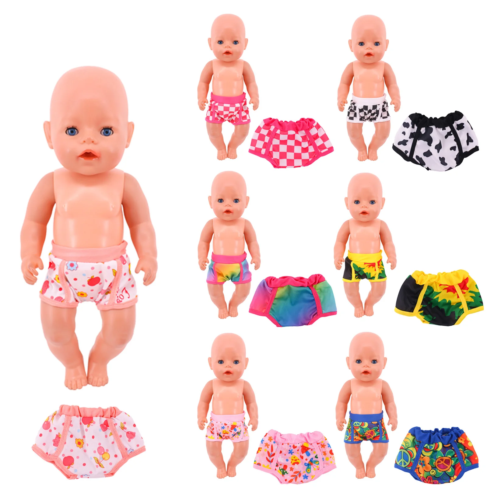 8 Set Printing Panties Fashion Doll Clothes For 18Inch American Doll&43Cm Reborn Doll Generation Birthday Girl's Toy Gifts