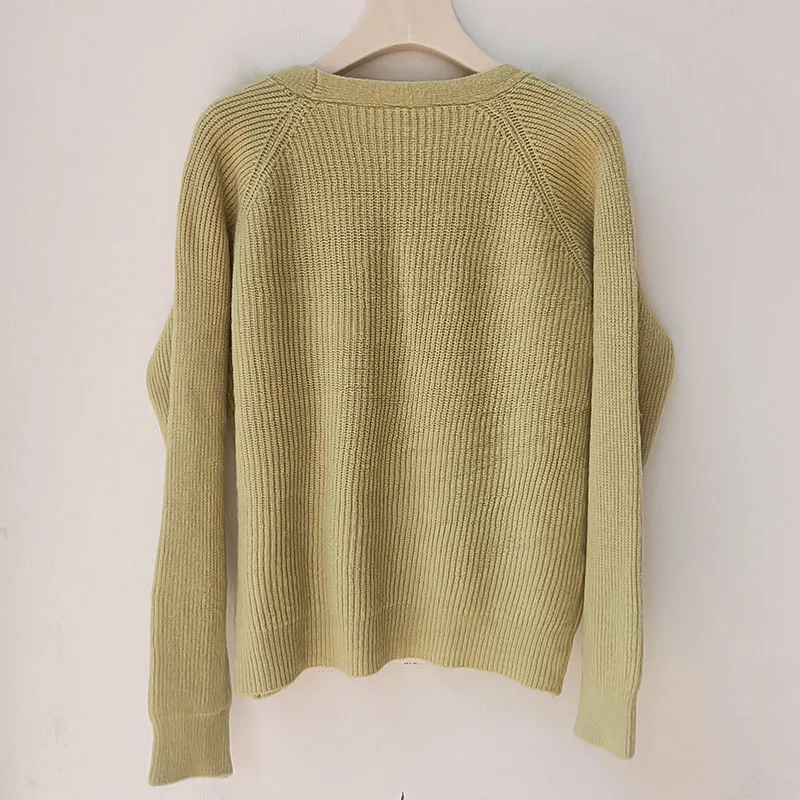 2025 Real Fox Fur Trim Cardigan With Button Long Sleeve Loose Women Fashion Knitted Open Stitch Sweater Female Winter Outwear