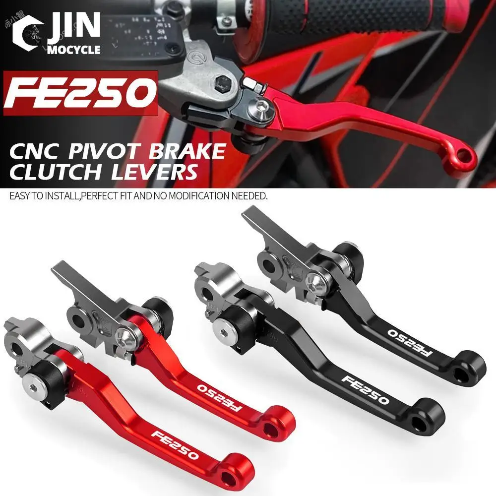 For HUSQVARNA FE250 2017 2018 2019 2020 CNC Aluminum Motorcoss Pit Dirt Bike Pivot Foldable Brake Clutch Levers With LOGO FE250