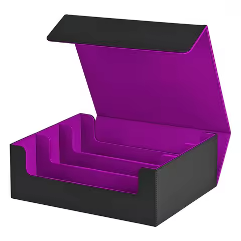 1800+ Trading Card Storage Box Magnetic Closure Splicing Color Commander Card Deck Case Portable PU Leather Card Protection Box