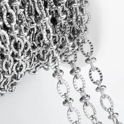 No Fade 2M Stainless Steel Patterned Corrugated Chains Embossing Bracelet Chain Bulk for Jewelry Making DIY Necklace Accessories