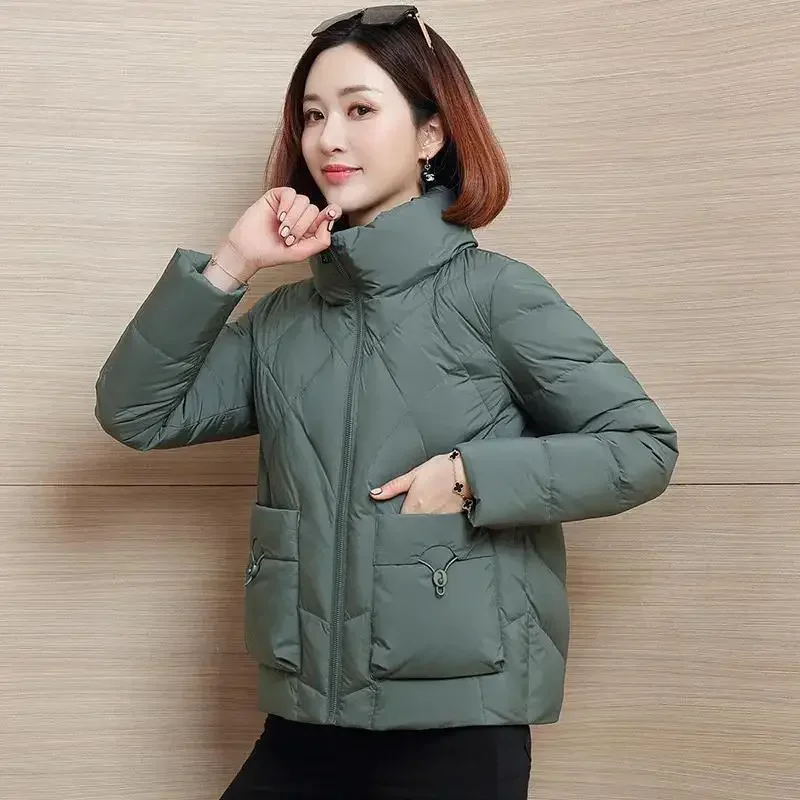 Korean Fashion Short down Jacket Women 2024 Winter Parkas Warm Padded Coat Stand Collar Thick Casual ladies Bread clothes R403