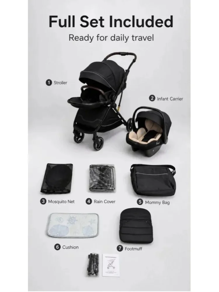 Dies ist ein 2-in-1-Reisekinderwagensystem, das aus der EU versendet wird, das eine Babyautositz und eine Babywanne kombiniert. Es ist leicht, faltbar und mit einem Sicherheitsgurt ausgestattet, was