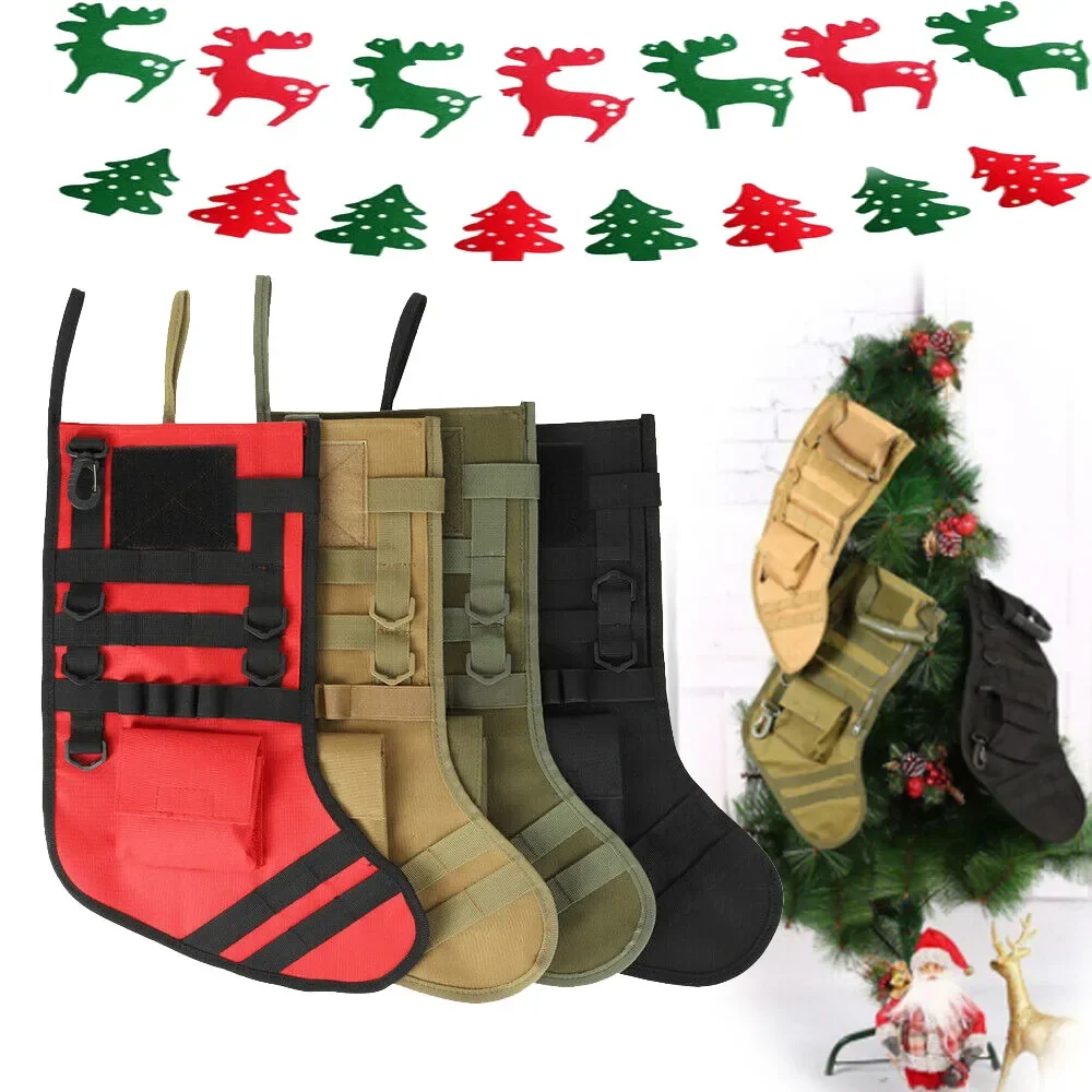 MOLLE 전술 크리스마스 양말 가방 가방 유틸리티 보관 가방 스타킹 Molle 기어 가방 덤프 파우치 크리스마스 교수형 장식품