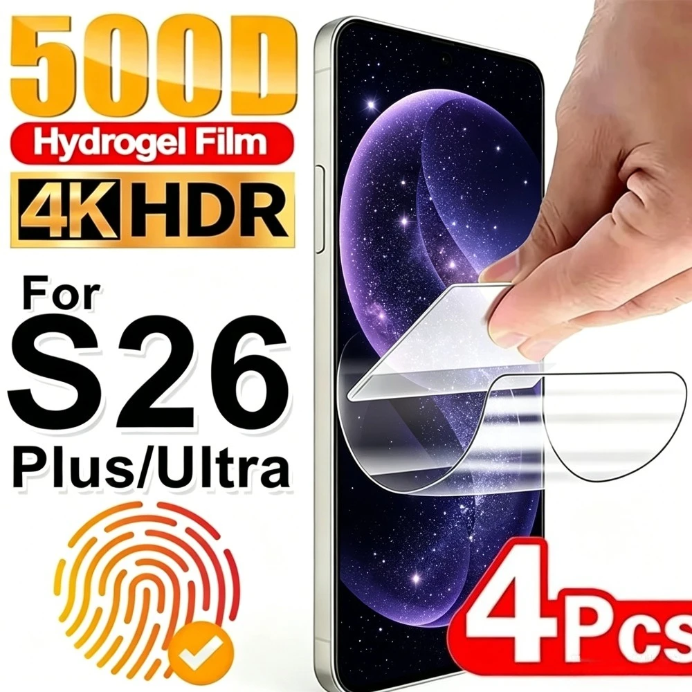

4Pcs Full Coverage Hydrogel Film For Samsung Galaxy S26 S25 S24 Ultra S25+ S24+ S23+ S23 S24 S25 FE High Clear Screen Protector