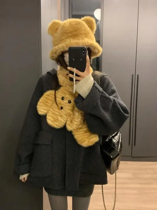 

Двустороннее пальто Camere с капюшоном, женское модное универсальное пальто 922, утягивающее ленивое уличное пальто с капюшоном, зимняя верхняя одежда...