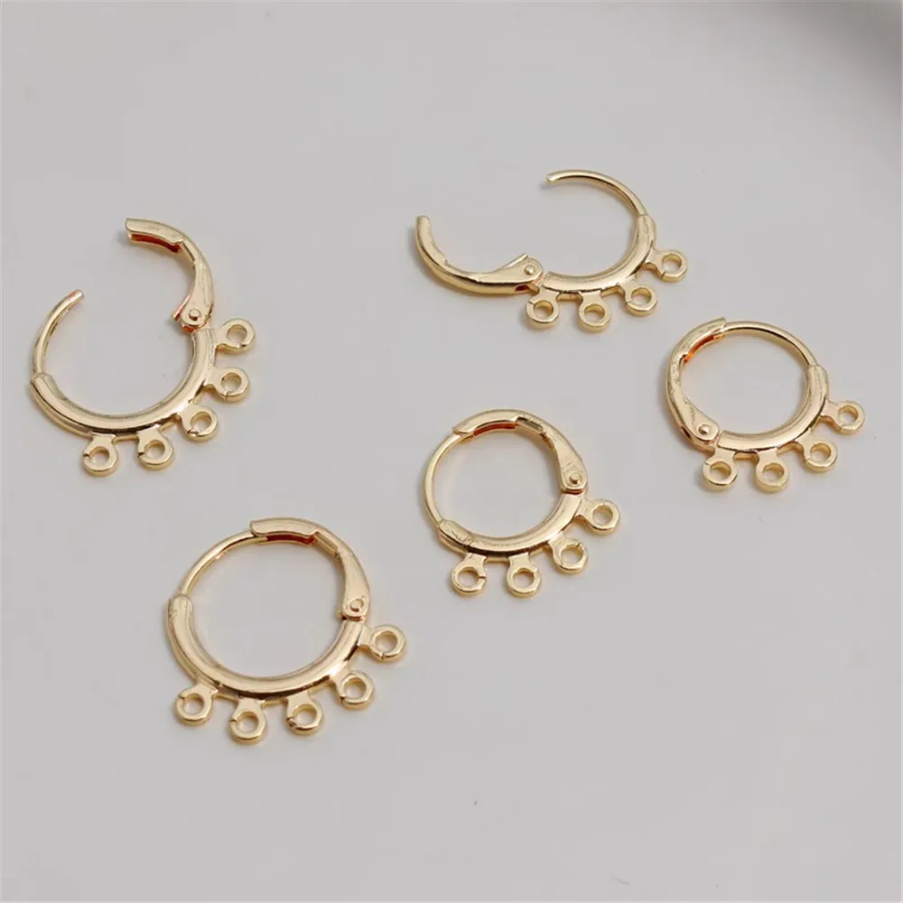 

Handmade Multi-Circle Fringed Stud Earrings, Ear Hook, Hanging Ring, DIY Jewelry Accessories, Gold Bag, Earrings Accessories 14K