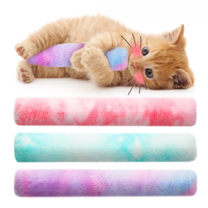 Colorido brinquedo de pelúcia para gato de estimação travesseiro soando gatinho jogando mastigar zero captura brinquedo catnip brinquedo interativo para gatos longo 35cm