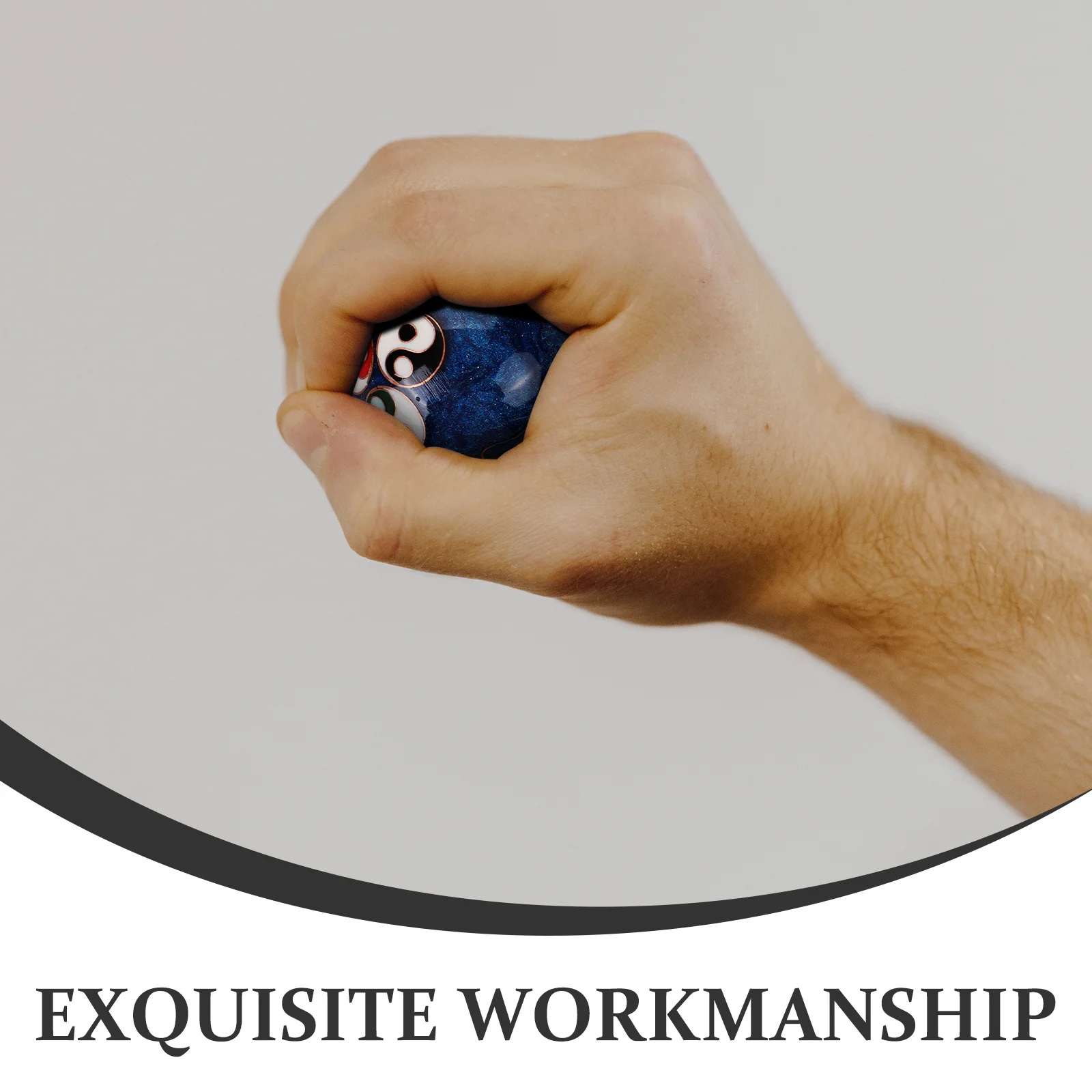 

2Pcs Fitness Handball Enamel Hand Exercise Balls for Seniors with Bagua Pattern Blue Yin Yang Meditation Ball for Hand Therapy