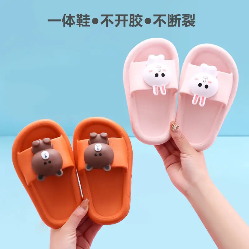 Winnie Children's Slippers Summer Boys Girls Baby Slippers Cute Non Slip Soft Children's Parents And Children's Cool Slippers