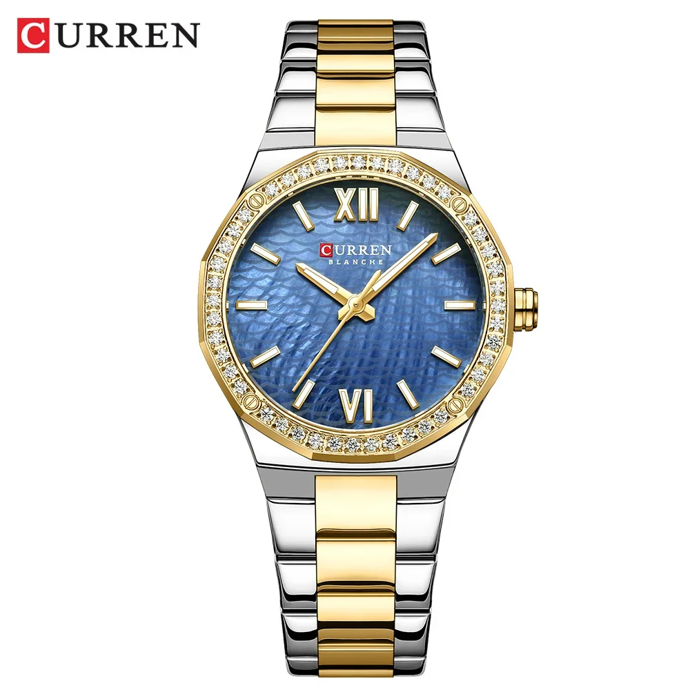 

CURREN 2025 Women's Watch Romantic Luxury Dial with Rhinestones Stainless Steel Band Slim Wristwatch for Ladies Waterproof