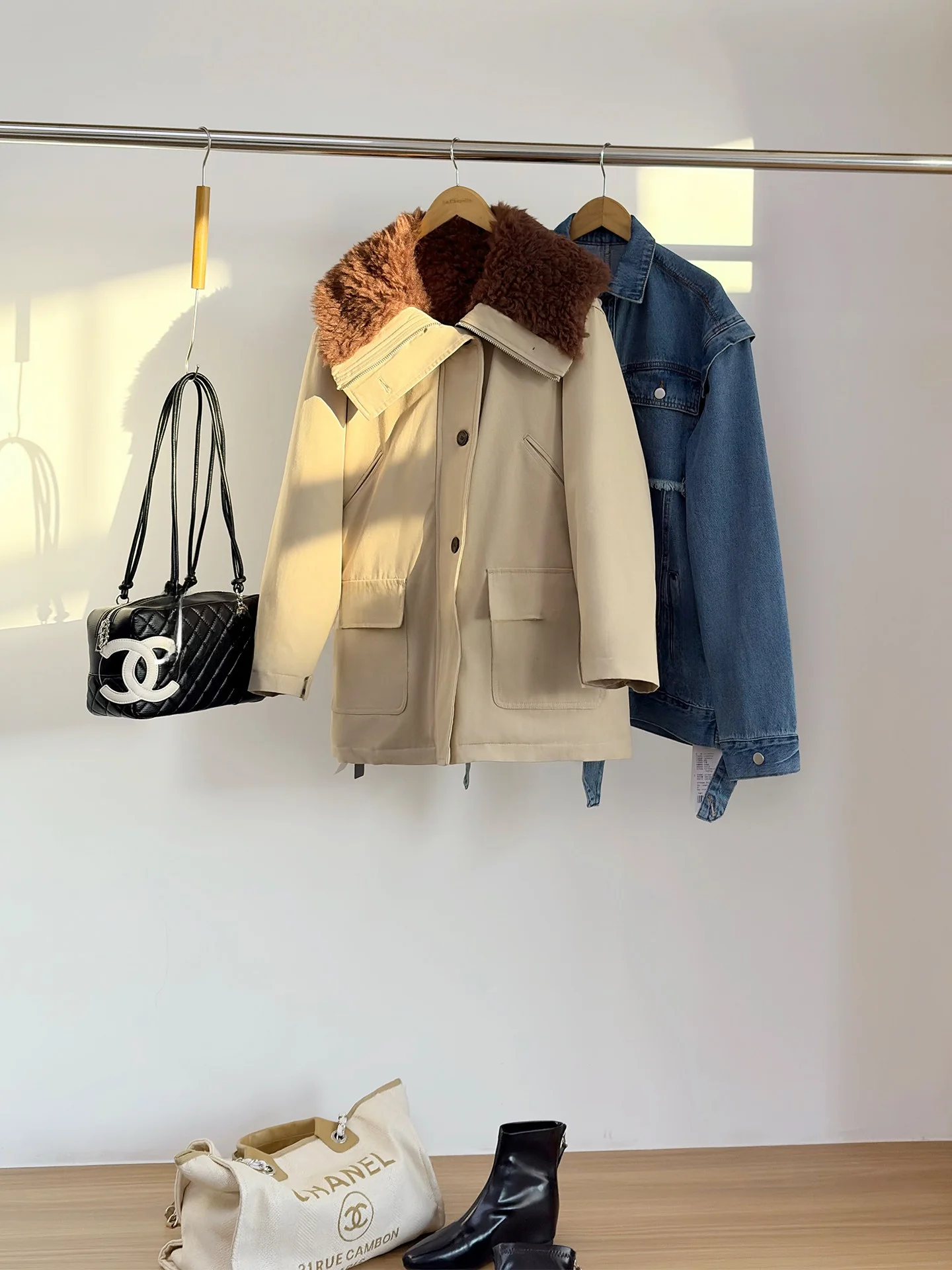 

La Chapelle Thiened Warm Parka Coat with Faux Fur Collar Inner Fce Ladies Casual Sle Long Sve Zipper Closure Cotton