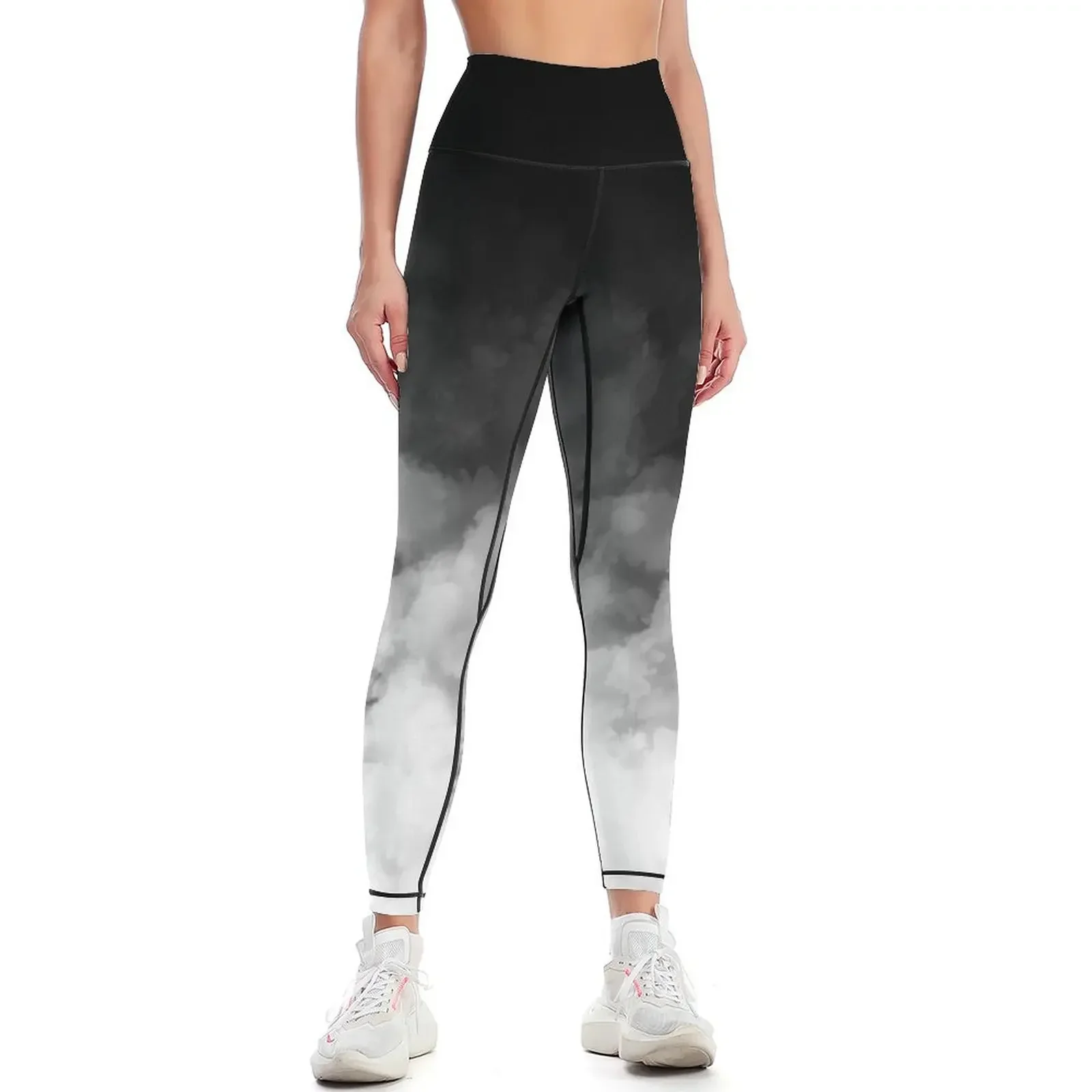 

Ombre White and Black Minimal Leggings active wear Fitness woman sports for gym Women's pants Womens Leggings