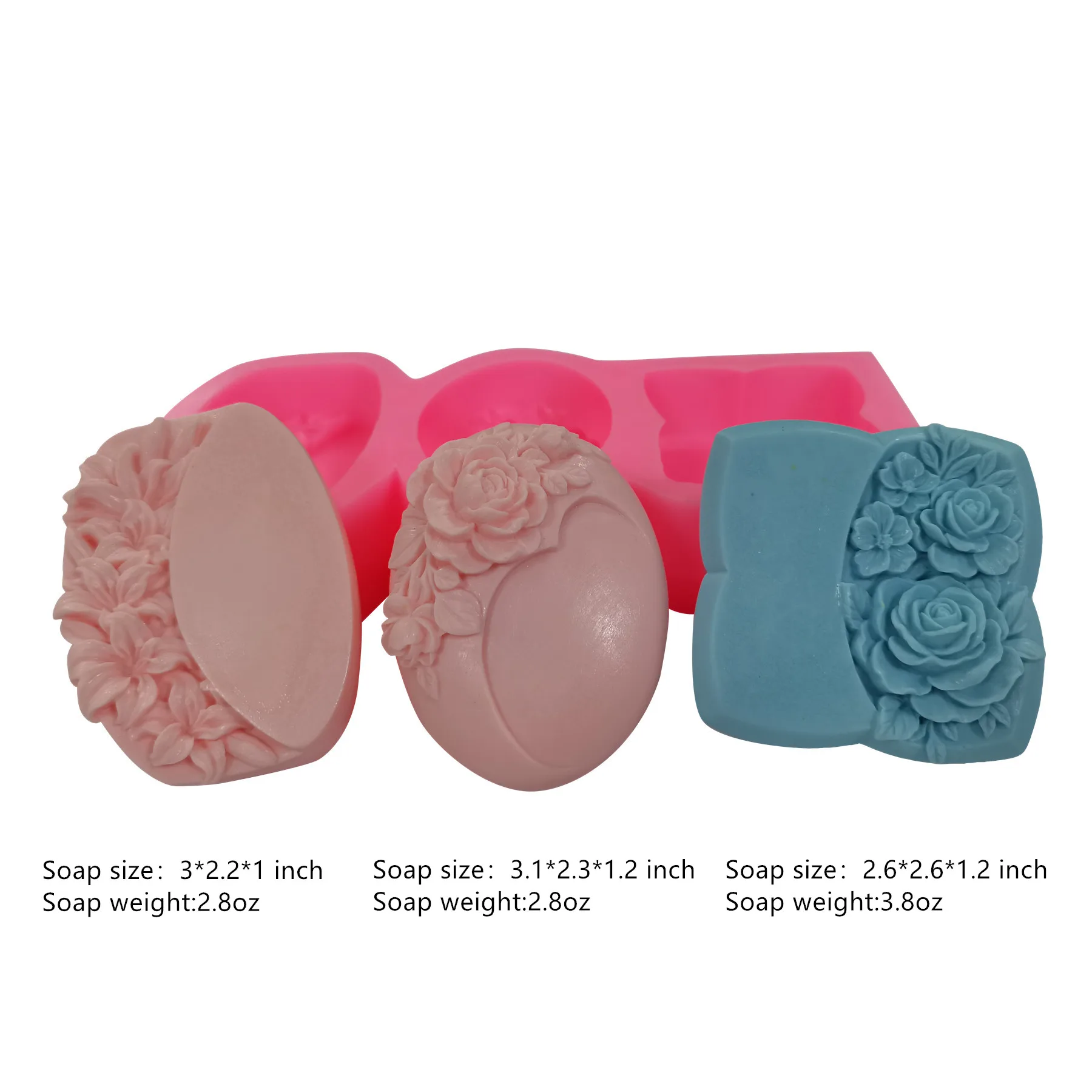 3 Flower Rose Silicone Soap Mold Decorative Wax Melt Aroma Gypsum Epoxy Resin Mould DIY Chocolate Cake Molds