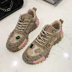 WOMEN'S spring autumn fashion luxury rhinestone ladies shoes 2025 new outdoor platform female sports shoes vulcanized sneakers