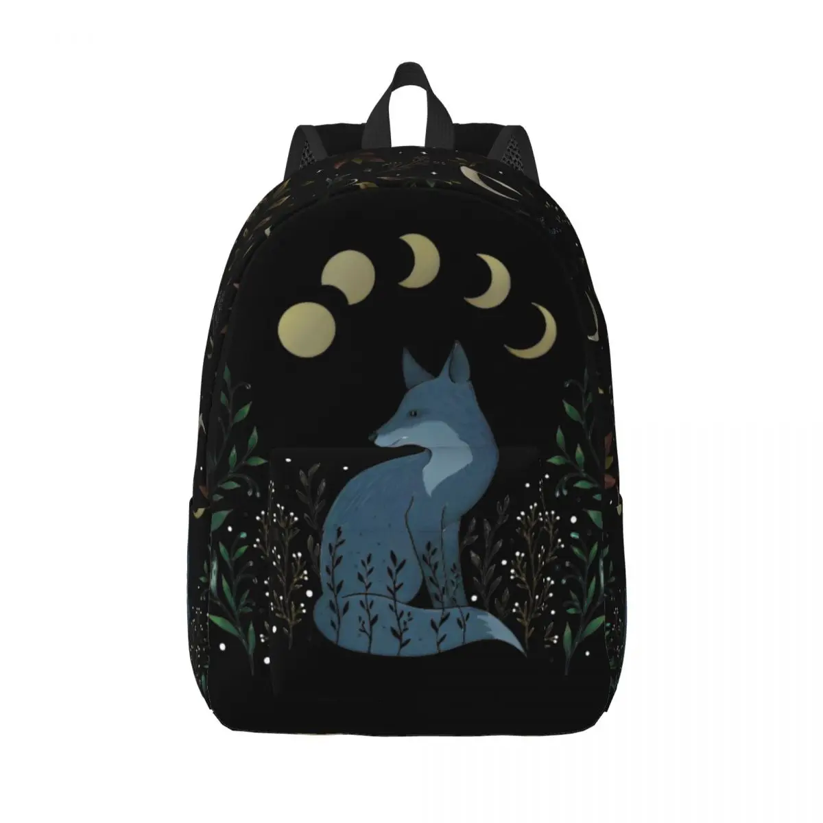 Moonlit Garden Fox On The Hill Backpack Cool School Business Daypack Moonlight Boho Floral Laptop Computer Shoulder Bag Durable