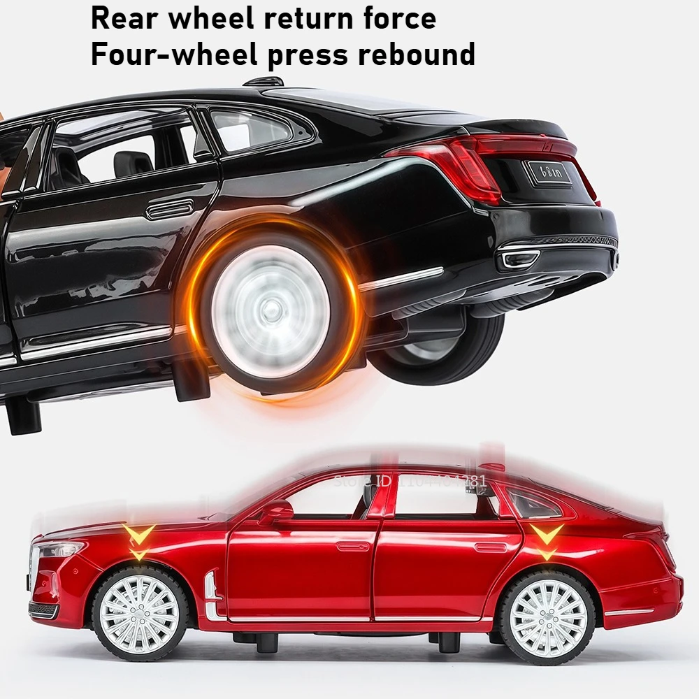 1:32 Hongqi H9 NIO ES8 Miniatur-Auto-Legierungsdruckguss-Spielzeugmodell mit Sound-Licht, zurückziehbare Türen, geöffnete Fahrzeuge, beliebte Heimdekoration
