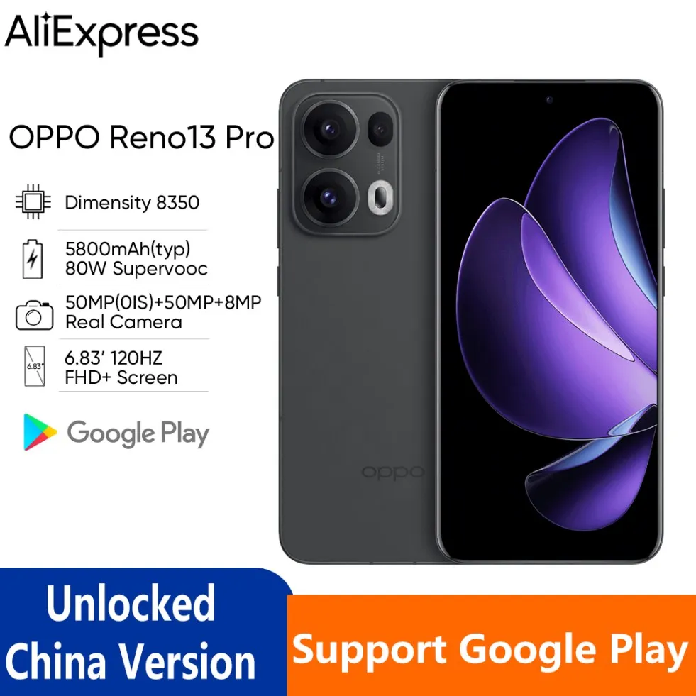 OPPO Reno 13 Pro 스마트폰 디멘시티 8350 옥타 코어 6.83인치 AMOLED 120Hz 5800mAh 80W 슈퍼부스트 Google Play OTA 업데이트 지원