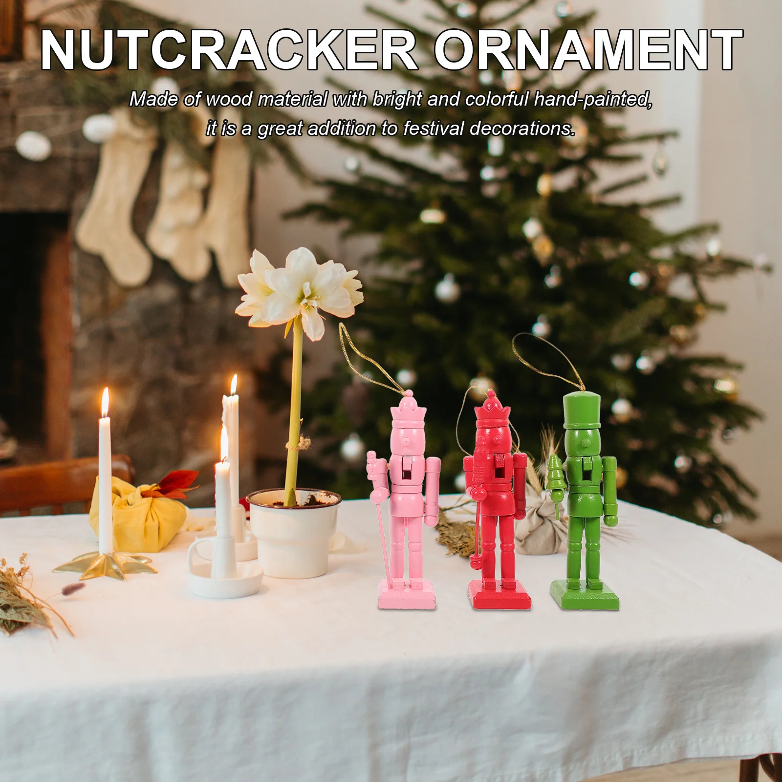 

6Pcs Nutcracker Soldier Hand-Painted Wood Decoration for Holiday Festive Desktop Garden Party Ornament Christmas Decoration