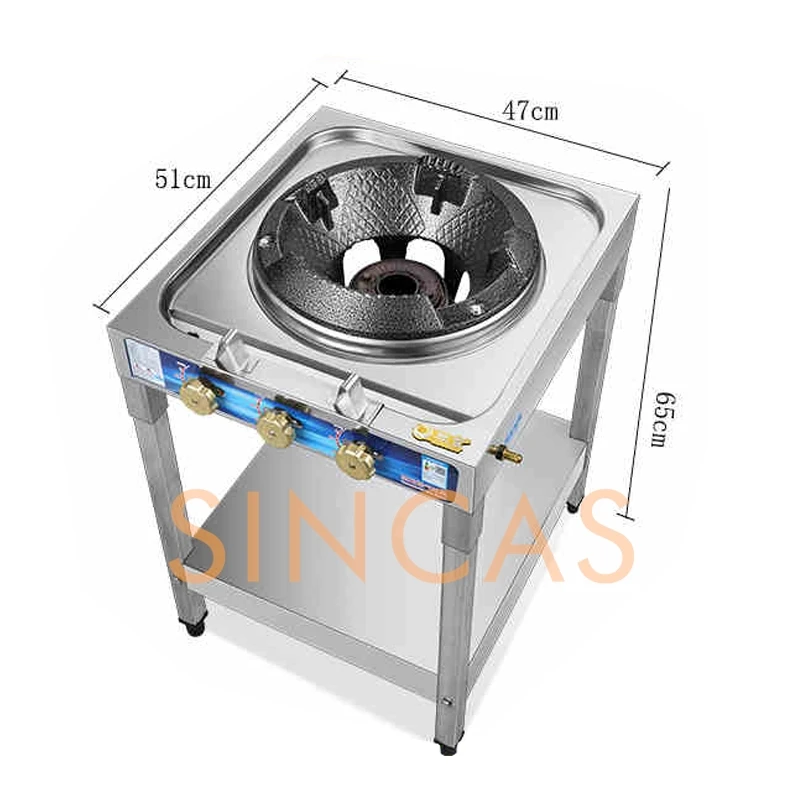 Fogão a gás comercial, baixa pressão, fogo feroz, fogo lento, fogo intenso, fogão único, gás natural, proteção contra falha de chama