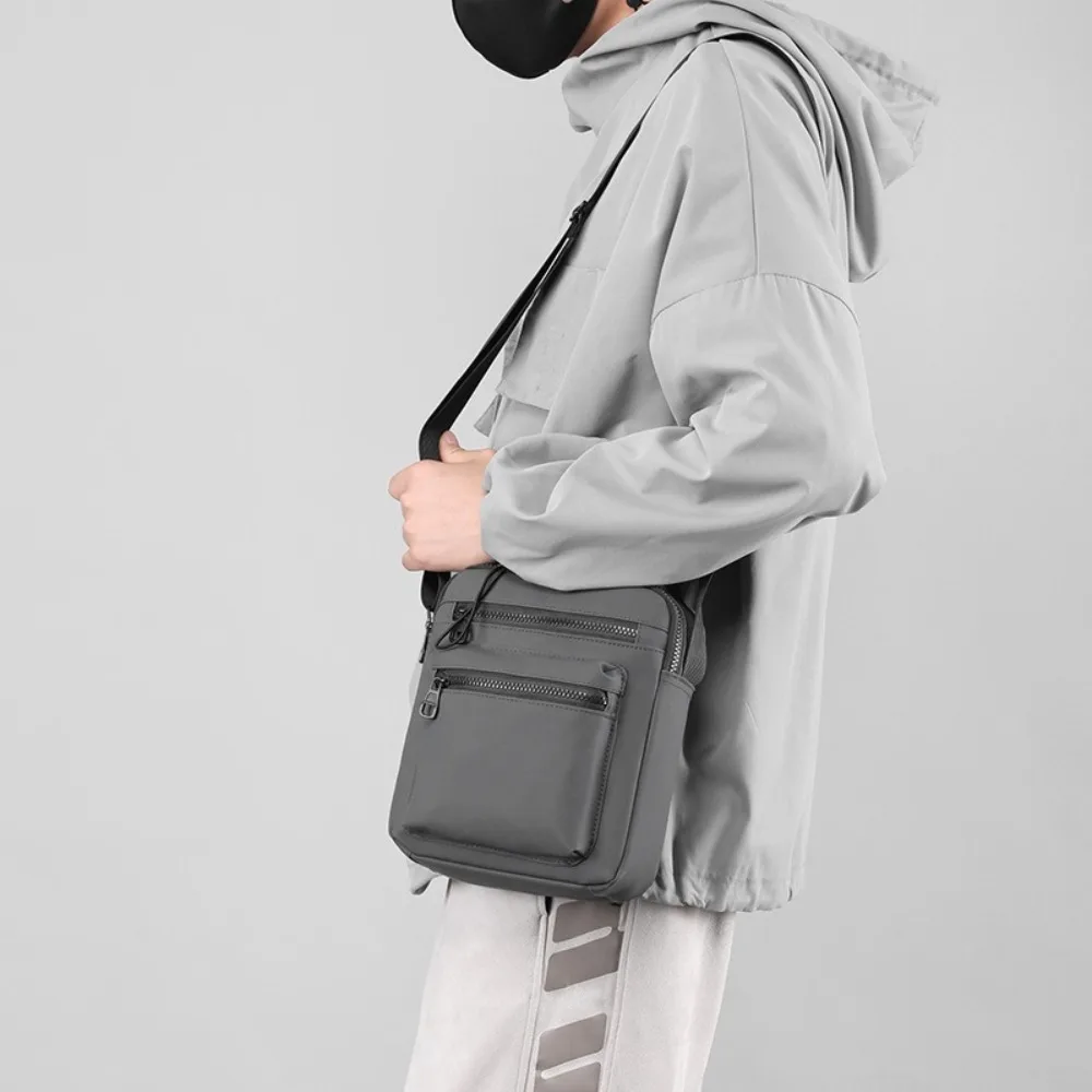 

Multifunctional Men Crossbody Bag Korean Style Phone Pouch Nylon Shoulder Bag Solid Color Messenger Bag Small Square Bag