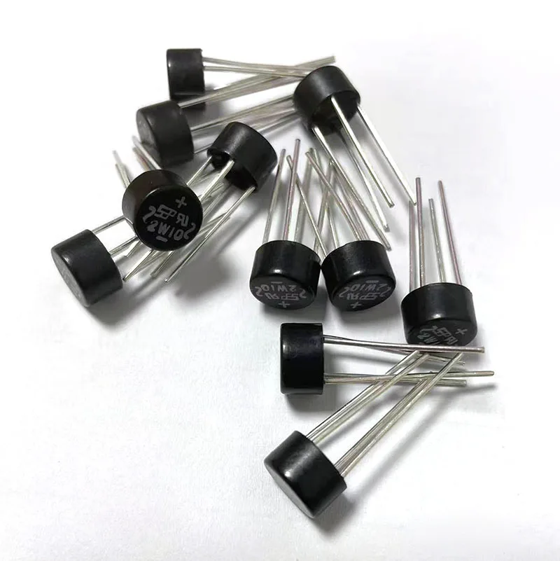 50-200PCS rectifier bridge stack 2W04 2W06 2W08 2W10 2A 400A 600A 800A 1000V round bridge diode bridge rectifier