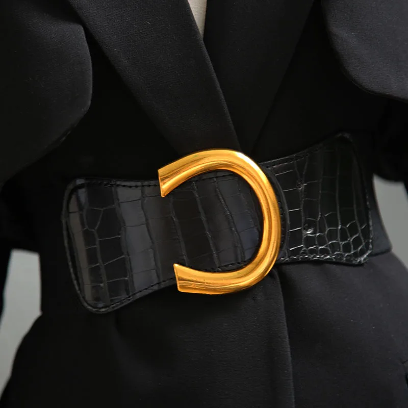 

Trendy European and American Style Belt Women's Decorative Coat with Dress, Belt Waist Suit Elastic Elastic Waist Seal Wide