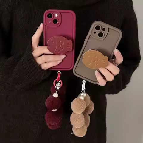 3D Taiyaki Fish Stand Plush Bracelet Phone Case For OPPO Reno 13F 12F 11F 8 10 11 12 13 Pro 5G Reno 7 4G 5 6 Lite A79 A78 A58 A7