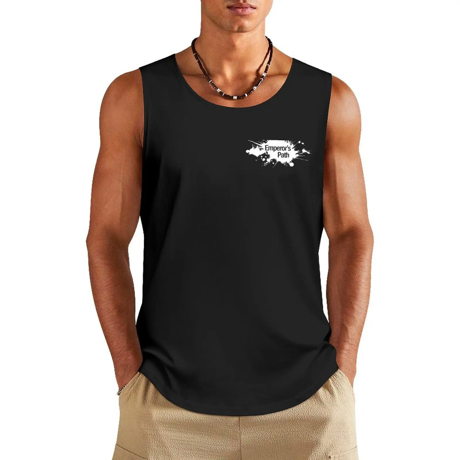 

Emperor's Path - White Logo Tank Top fitness Gym T-shirts for men t shirts Men's singlets